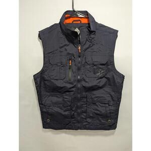 Mens Jeep Spirit Utility Navy Blue Multiple Pockets Adventure Nylon Vest Size M